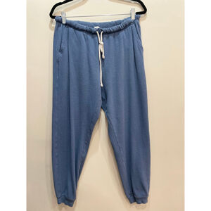 Aerie Waffle Knit Joggers L Blue Cozy Relaxed Loungewear Lightweight